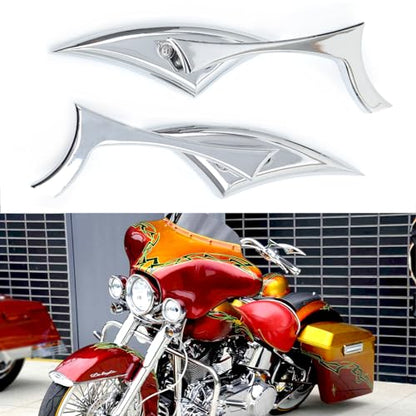 Chrome Motorcycle Blade Rear View Mirrors Compatible with Harley Road King Street Glide Softail Road Glide Electra Dyna Cruiser Bobber Chopper - color: Chrome-Harley