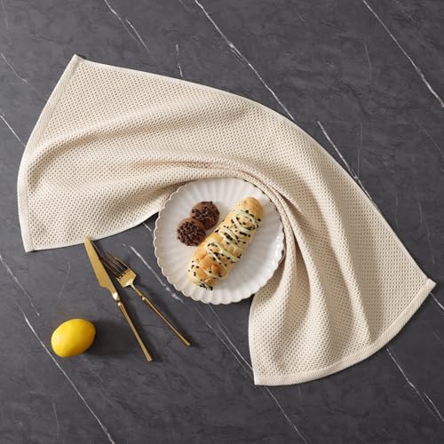 Homaxy 100% Cotton Kitchen Towels and Dishcloths Set, 12 x 12 Inches and 13 x 28 Inches, Set of 10 Bulk Kitchen Towels Set, Ultra Soft Absorbent Dish Cloths for Washing Dishes, Beige - color: Beige, style: 10-Piece Set
