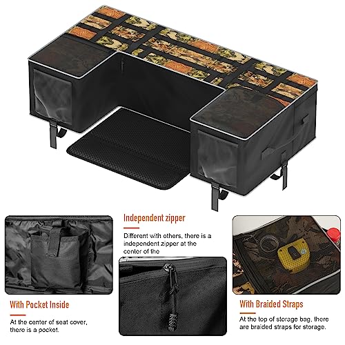 SUNPIE ATV Soft Cargo Bags with Seats Cushion Pad with Upgrade Zipper, Fourwheel Rear Rack Cargo Bag Compatible with Sportsman 450 500 570 Scrambler TRX FourTrax Outlander 570 Suzuki - color: Camo
