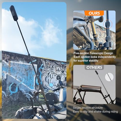 Motorcycle Mount for Insta 360 X5 X4 X3, for DJI Osmo & GoPro Cameras, Bike Handlebar Camera Mounts with 59" Invisible Selfie Stick Bundle Kit for Motorcycle Bike Riding