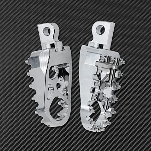 Motorcycle CNC Wide Foot Pegs 360° Roating MX Chopper Bobber Style Fit for harley Dyna Softail Fatboy Sportster Iron 883 1200 Chrome - color: Chrome with Circular Spikes