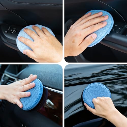 LoveBB 12 Pack Microfiber Wax Applicator Pads, 5" Diameter Buffing & Polishing Pad Car Wax Applicator Pad for Car Cleaning