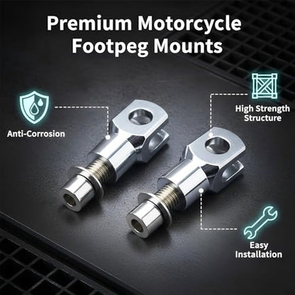 Motorcycle Foot Pegs Mount Supports Compatible with Harley Softail FX FXST FXR Low Rider Sport Glide Footrest Mounting Clevis Hardware Kit (Silver) - color: Silver