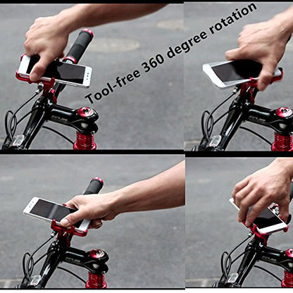 GUB Bicycle & Motorcycle Phone Mount - Aluminum Bike Phone Holder with 360°Rotation Adjustable Handlebar Phone Holder Compatible with iPhone Xs XR 8 Plus,Compatible with Samsung S9/S8 (Plus 6 Gray) - color: gray