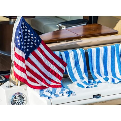 SYII 2pcs American Flag 12x18 Inches, Embroidery 50 Stars Ensign Nautical US Boat Flags with 2 Brass Grommets, Heavy Duty Nylon Outdoor Banner for Marine Yacht UTV - color: 2pcs American Flag 12x18 IN