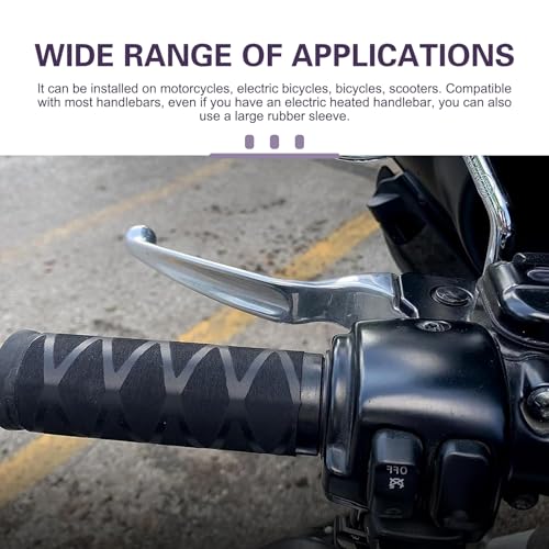 4PCS Motorcycle Hand Grips Cover, Anti-Slip Mesh Pattern Handlebar Protector, Heat Shrink Rubber Motorbike Grips Protective Sleeve, Universal for Most Vehicle Handles, Handbrakes (Black)