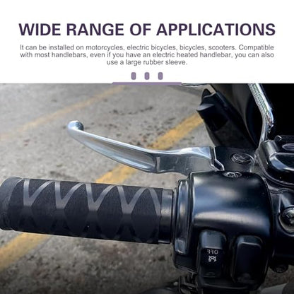 4PCS Motorcycle Hand Grips Cover, Anti-Slip Mesh Pattern Handlebar Protector, Heat Shrink Rubber Motorbike Grips Protective Sleeve, Universal for Most Vehicle Handles, Handbrakes (Black)