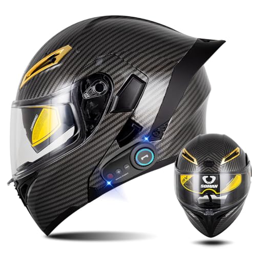 AAREG Bluetooth Modular Motorcycle Helmet with Tail DOT Approved Flip Up Front Helmets Dual Anti-Fog Visors Full Face Helmet Built-in Mp3 Integrated for Adults Men Women 55-64CM (U, Small) - color: U, size: Small