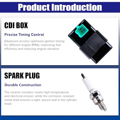 Wiring Loom Harness Kill Switch Ignition Coil Cdi Box Spark Plug Rebuild Kit for Kick Start Dirt Pit Bike ATV 50CC 70CC 90CC 110CC-160cc Buggy Go Kart Wire Harness