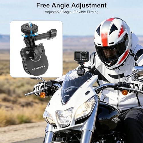 Motorcycle Windshield Clip Camera Mount, Aluminum Alloy Motorbike Windscreen Clamp Mount with 1/4” Adapter for Gopro Hero DJI Action 5 4 3 2 OSMO 360 for insta360 Ace Pro 2 Action Camera