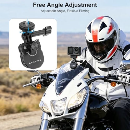 Motorcycle Windshield Clip Camera Mount, Aluminum Alloy Motorbike Windscreen Clamp Mount with 1/4” Adapter for Gopro Hero DJI Action 5 4 3 2 OSMO 360 for insta360 Ace Pro 2 Action Camera
