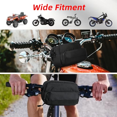 Universal Motorcycle Handlebar Bag, Bike Handlebar Bag, Fit for Motorbike Dirt Bike Bicycle Snowmobile Quad ATV