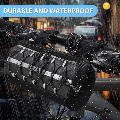 GMAK 2 in 1 Bike Handlebar Bag, Bike/Bicycle Front Bags with Reflective Area & Shoulder Straps, Small Bicycle Handle Bar Bag Cycling Pouch Pack Bike Accessories for Road Mountain Bike Cycling Travel