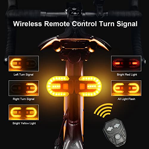 JINKEY Bike Turn Signals,Bright Bicycle Turn Signals Front Back IPX5 Waterproof Wireless Remote Control Rear Bike Light USB Rechargeable LED Bike Flashlight for Mountain Bike,Bicycle,Scooter - color: Style 1