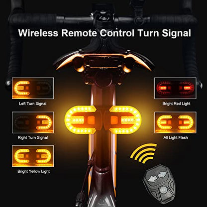 JINKEY Bike Turn Signals,Bright Bicycle Turn Signals Front Back IPX5 Waterproof Wireless Remote Control Rear Bike Light USB Rechargeable LED Bike Flashlight for Mountain Bike,Bicycle,Scooter - color: Style 1