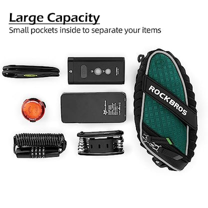 ROCKBROS Bike Saddle Bag Bicycle Seat Bag 3D Shell Saddle Bag Under Seat Cycling Seat Pack for Mountain Road Bike Bicycle - color: Green