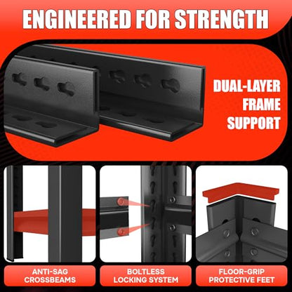 16"W Garage Shelving Unit, 2000 lbs Heavy Duty Storage Shelves Easy Assembly, 4-Tier Adjustable Metal Steel Utility Shelf Rack for Garage, Basement, Warehouse, 53.4" H x 15.8"W x 15.8"D - size: 4 Tier | 54" H x 16" W x 16" D