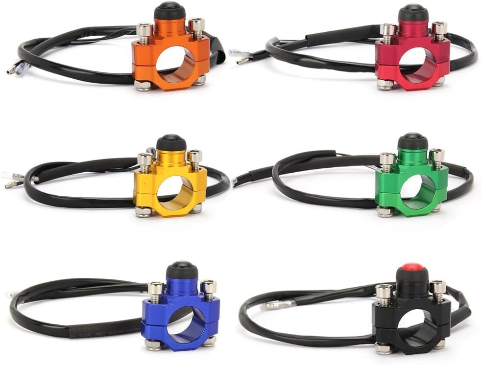 JFG RACING CNC Dirt Bike Engine Stop Start Kill Switch Button CNC with Mounting Backplate Universal for CRF XR CR Hawk 125 230 250 300 450 650 - Red - color: Red, size: Medium