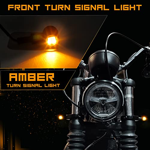 Front Rear Motorcycle Turn Signals, Mini Size Led Brake Tail Lights Universal Compatible with Harley Honda Suzuki Triumph Yamaha - color: Front Amber+Rear Red