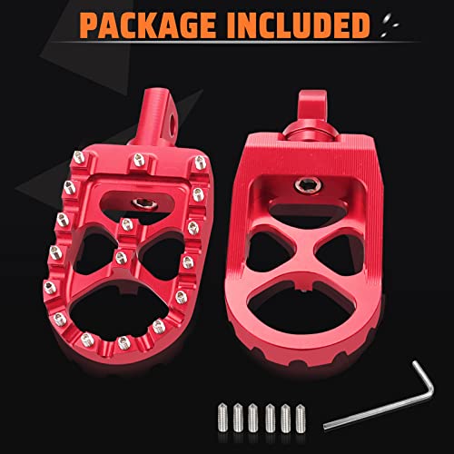 StarknightMT CNC Wide Fat Footpegs 360° Roating MX Foot Pegs Chopper Bobber Style Compatible with Dyna Fatboy Sportster Iron 883 (Red) - color: Red