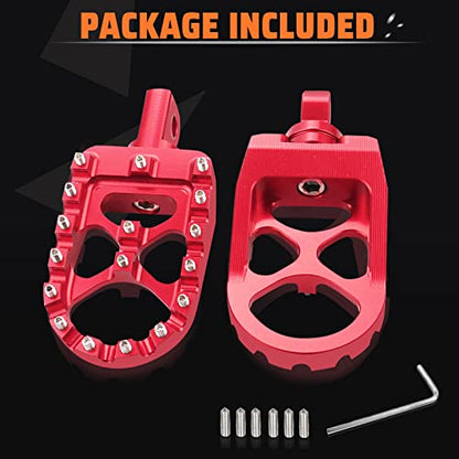 StarknightMT CNC Wide Fat Footpegs 360° Roating MX Foot Pegs Chopper Bobber Style Compatible with Dyna Fatboy Sportster Iron 883 (Red) - color: Red