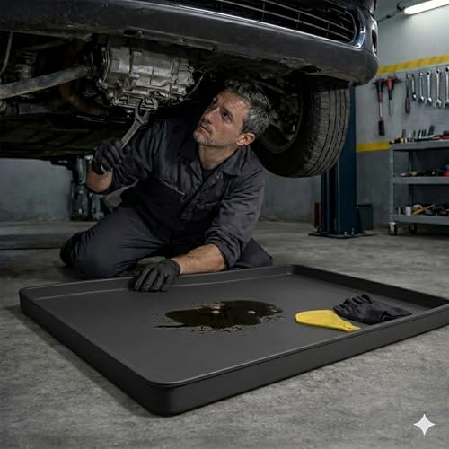 Silicone Oil drip Tray for Under car, One-Piece Molded, Easy to Clean, Lay-Flat Design for Classic Cars, DIY Maintenance, Daily Drip Control and Small Equipment (Black) - color: black