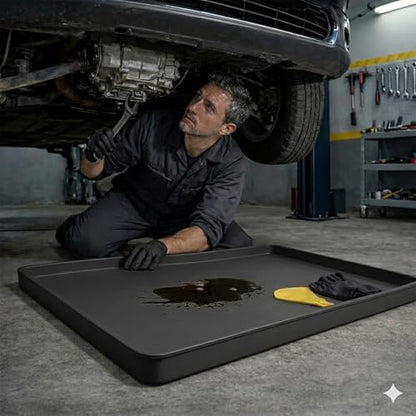 Silicone Oil drip Tray for Under car, One-Piece Molded, Easy to Clean, Lay-Flat Design for Classic Cars, DIY Maintenance, Daily Drip Control and Small Equipment (Black) - color: black