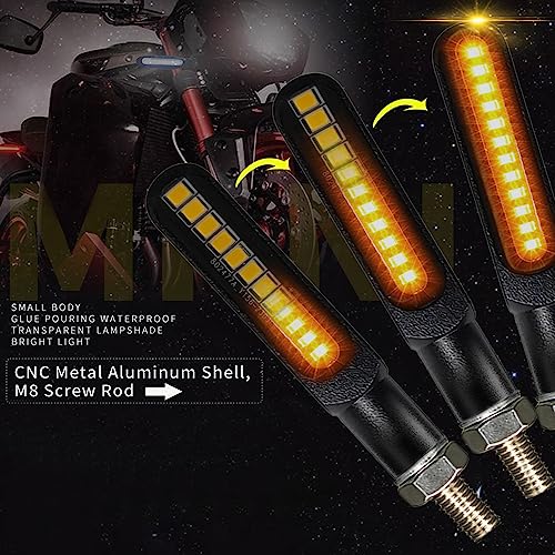 Waterproof Motorcycle Blinkers Indicator Turn Signal Amber Flowing Sequential Universal Lamp (Pack of 4) - size: 4pcs metal casing 2835 blinkers