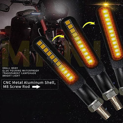 Waterproof Motorcycle Blinkers Indicator Turn Signal Amber Flowing Sequential Universal Lamp (Pack of 4) - size: 4pcs metal casing 2835 blinkers