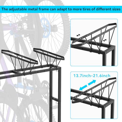 YBING Freestanding Bike Rrack Garage - 4 Bikes Vertical Bike Storage Stand, Floor Stand Bike Racks for Home and Garage Organizer, Indoor, Outdoor