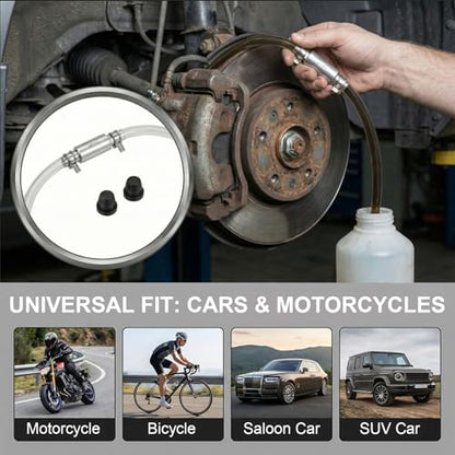 4 Pcs Brake Bleeder Hose One Way Check Valve Kit, Car Motorcycle One Man Brake System Bleeding Tools