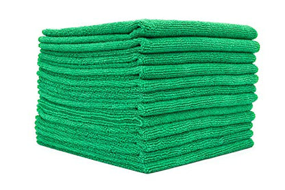 The Rag Company - All-Purpose Microfiber Terry Cleaning Towels - Commercial Grade, Highly Absorbent, Lint-Free, Streak-Free, Kitchens, Bathrooms, Offices, 300gsm, 14in x 14in, Green (12-Pack) - color: Green, size: 14in x 14in