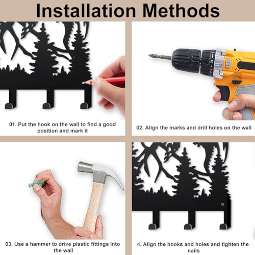 MAYJOYDIY Double Dragon Battle Metal Key Hook Mountain Forest Coat Rack Wall Mounted 15.7×9.8inch Art Wall Decor Key Holder Organizer Rack with 6 Hooks for Gift Coats Hats Towels Bags Hanging - style: Double Dragon Battle