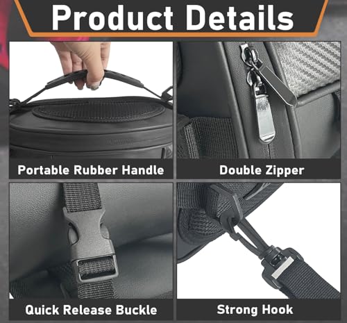 Motorcycle Tail Bag Multifunctional Rear Seat Storage Saddle Bag Motorbike Tank Bag with Shoulder Strap, Black