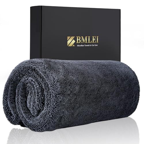 BMLEI Car Drying Towel, 48"x24" Extra Large Twisted-Loop Car Cleaning Towel,1300GSM Super Absorbent, Streak Free Microfiber Cleaning Cloth for Cars, Trucks,Full-Sized SUVs - color: Gray-gray