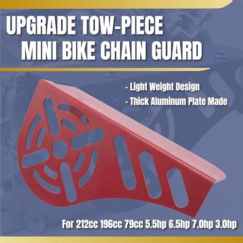Upgraded Aluminum Mini Bike Clutch Cover Chain Guard Easy Disassembly&Lightweight for Predator 212cc 196cc Clone Engines for Coleman CT200U CT200U-EX CT100 BT200X (Red) - size: Standard, style: Red