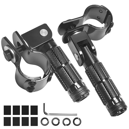 M8 Motorcycle Foot Pegs Folding Rearsets-90 Degree Foldable Footrest Fit 0.86-1.37in Brackets, Anti-Skid CNC Footpegs with Rubber Gasket for Pit Bike Dirt Bike Adventure Touring Bikes (Black) - color: Black