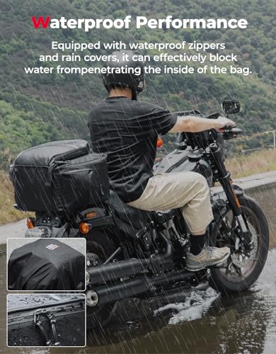 KEMIMOTO Motorcycle Sissy Bar Bag 40L Large Capacity Motorcycle Luggage Rack Tail Bag with Waterproof Zipper Dual Sport Backpack Adventure for Trip Camping Outdoor