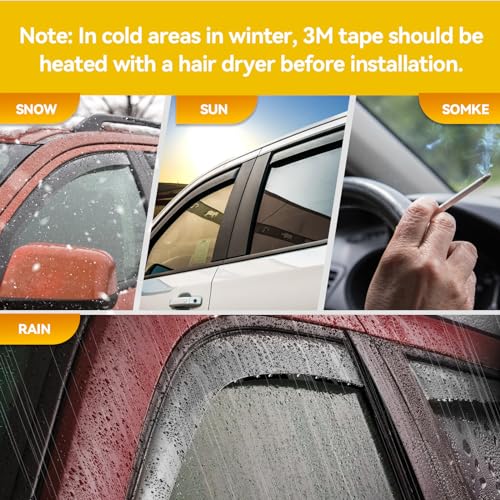 Window Visors for 2007-2018 Jeep Wrangler JK Unlimited 4-Door, Rain Guards Shields Vent Deflector Shade Dark Smoke 08 09 10 11 12 13 14 15 16 17, Tape-On, 4PCS - style: For 2007-2018 | Jeep Wrangler | Out-Channel