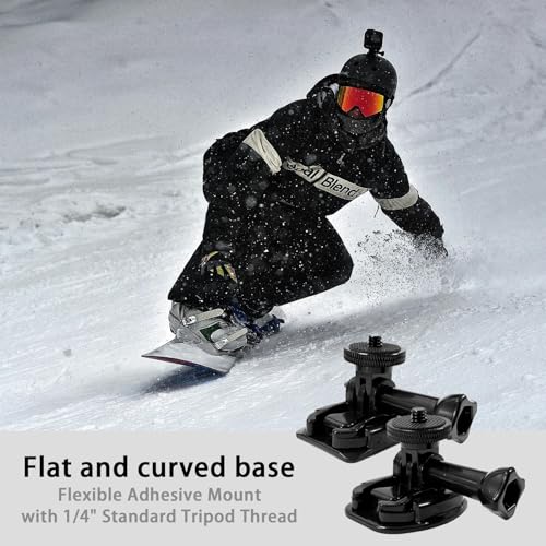 Flexible Adhesive Mount for Insta 360 ACE Pro X5 X4 X3 X2 X RS R GO 3S 2, Helmet Sticky Mounts Buckle Mount Screw Accessory Kit Compatible with GoPro Hero 13 Max Session and DJI Osmo Action Cameras