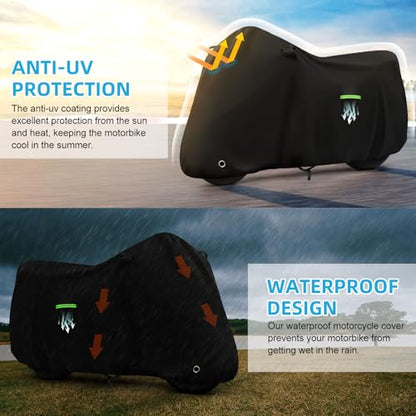 Motorcycle Cover Waterproof for Yamaha R1 R3 R6 R7 R9, Heavy Duty Outdoor Sun Rain Snow UV Dust All Weather Protection Motorbike Cover with Soft Cotton Lining & Lock Hole - size: YZF R6