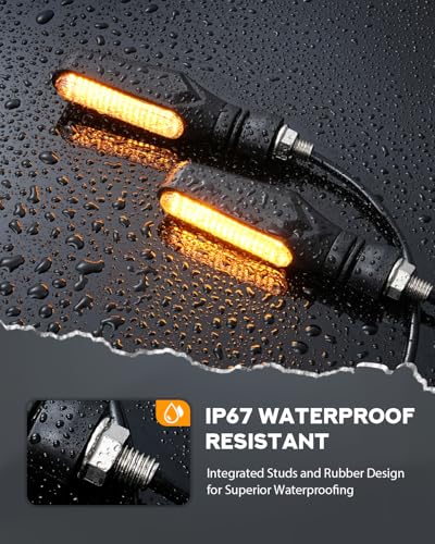 PBYMT Flowing LED Motorcycle Turn Signals 12V Super Bright Universal Sequential Front Rear Turn Signal Lights Waterproof IP67 fit for Harley Honda Yamaha Triumph (2 PCS)