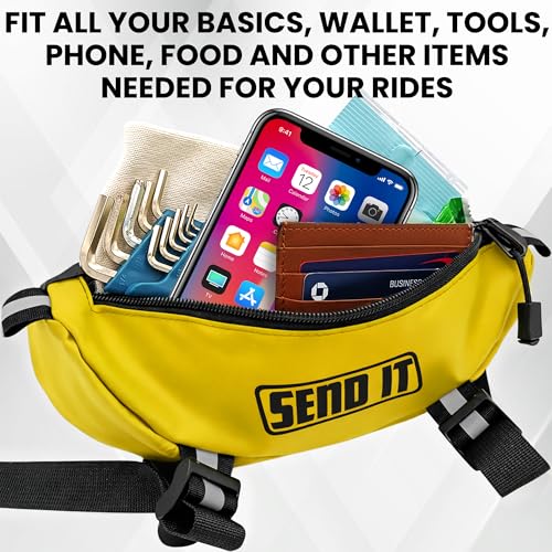 Waterproof Dirtbike Handlebar Bag | Compact Motorcycle Handle Bar Storage Pouch | Universal Fit Dirt Bike Bag for Trail & Adventure Riding | Durable Surron Bar Bag - Yellow - color: Yellow