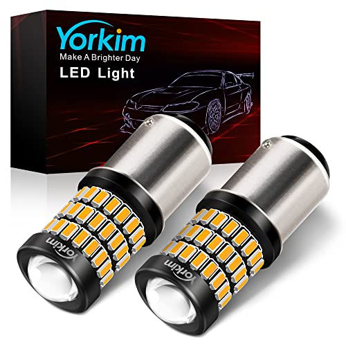 Yorkim Super Bright 1157 LED Bulbs Amber, 9-30V 1157 2057 2357 7528 BAY15D LED Bulb with Projector, Replacement for Turn Signal Light Blinker Light Brake Light, Pack of 2 - color: Amber Yellow, size: 1157/2357
