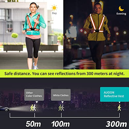 2 pcs Reflective Vest, Adjustable High Visibility Reflective Safety Straps Gear for Run, Cycling,Pet Walking - color: Orange