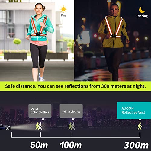 2 pcs Reflective Vest, Adjustable High Visibility Reflective Safety Straps Gear for Run, Cycling,Pet Walking - color: Orange