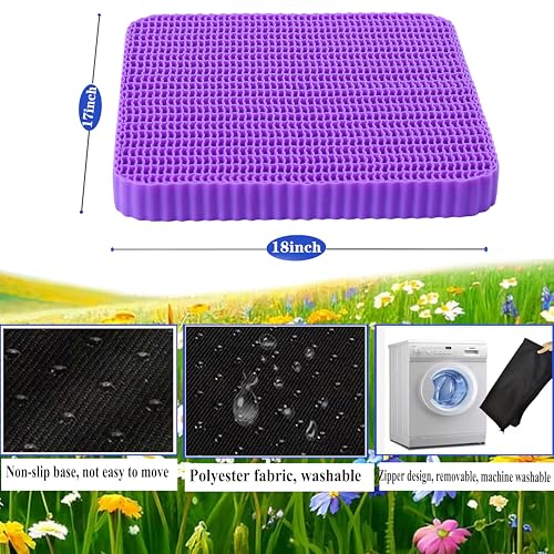 Innovative Gel Seat Cushion for Long Sitting, Large Cooling Supportive Seat Cushion for Back, Sciatica, Tailbone Pain Relief, Used for The Office, Wheelchair, Recliner, Car, Stadium, Kayak.(Púrpura)