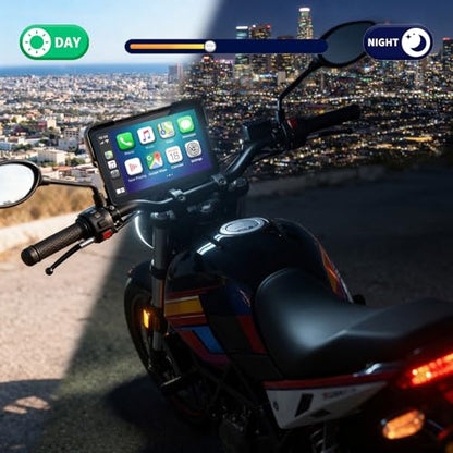 2026 YZW GPS Carplay 5 inch for Motorcycle with Wireless CarPlay & Android Auto, IP69K Waterproof Touch Screen, GPS Navigation, Supports Bluetooth, Siri/Google Voice Control, Custom Boot Logo, Bracket - size: 5 Inch Screen+Mounting Bracket