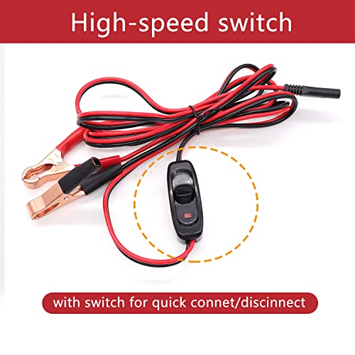 mxuteuk 8FT SAE 16AWG Wire Harness with On/Off Switch Gold Alligator Clips,12V Sprayer Parts Switch Wire Harness with Lamp,for Sprayers,Tractors,ATV,UTV,and Other Battery Power Supplie - color: Golden