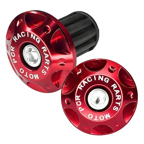 2PCS Motorcycle Bar End Plugs, Aluminum Alloy Handlebar Grip End Caps, Anti-Drop Shockproof Motorcycle Handlebars for Bikes, Scooters, Off-Road Motorcycles & Kawasaki/Suzuki/Yamaha (Red) - color: Red